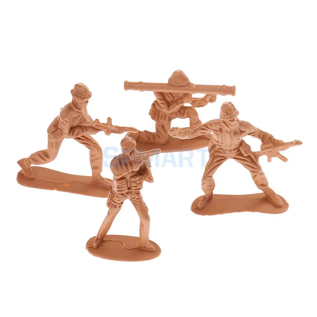 100pcs Plastic Army Playset 5cm WWII Soldier Army Men Action Figures Collectibles Gift - Sand Color