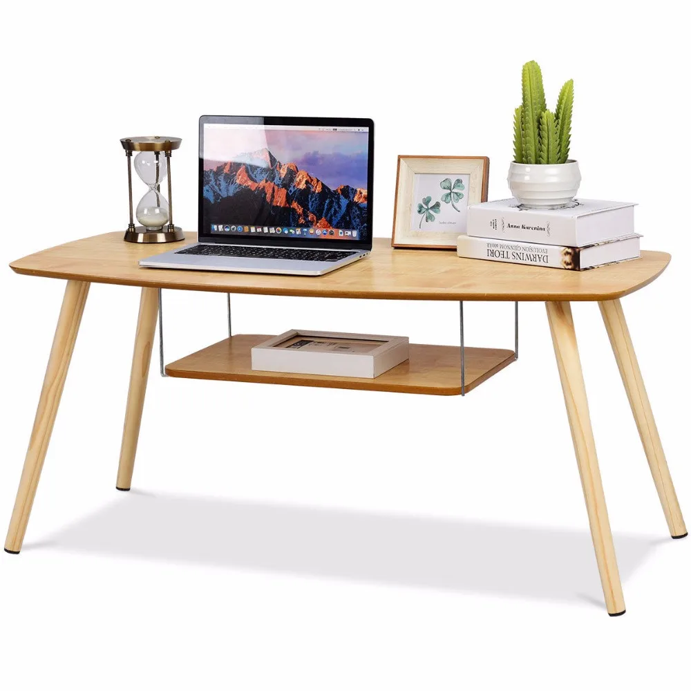 Giantex Coffee Table End Side Table Solid Wooden Legs W/Storage Shelf Living Room New Home Furniture HW59269 Giantex Coffee Table End Side Table Solid Wooden Legs W/Storage Shelf Living Room New Home Furniture HW59269