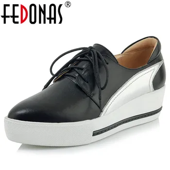 

FEDONAS Fashion Sexy Women Genuine Leather Flats Platforms Casual Shoes Woman Corss-tied Spring Summer Loafters Shoes Flats