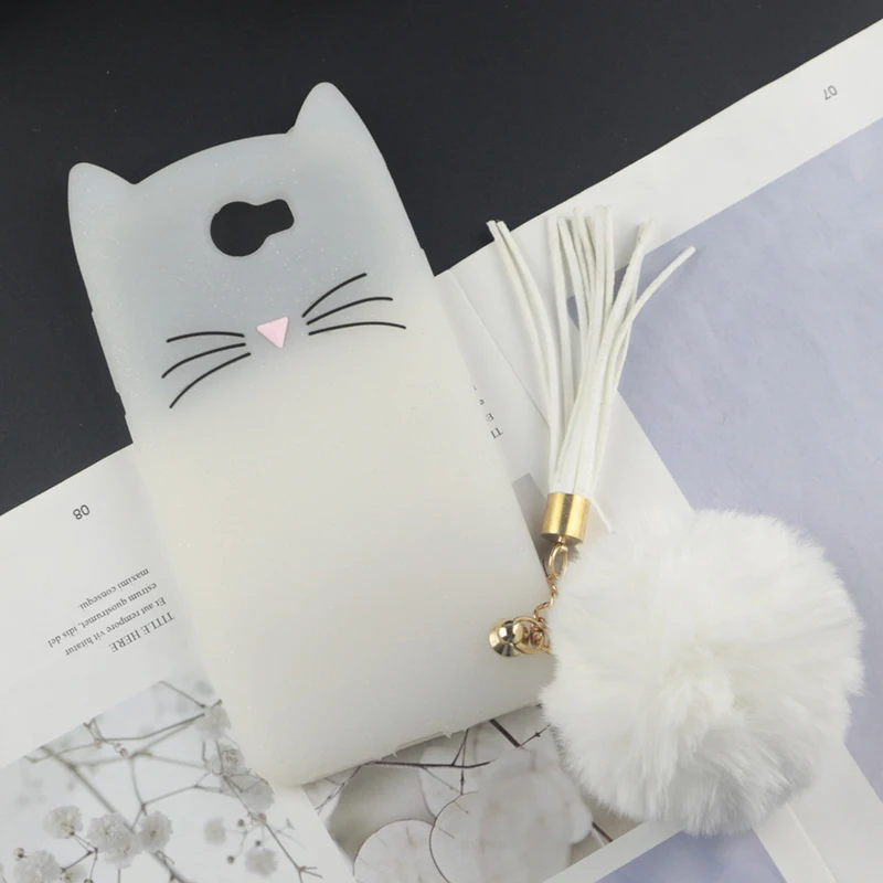 Милый 3D мультяшный силиконовый чехол для huawei Honor 5A LYO-L21 чехол s Япония блестящая борода кошка кошечка с милыми ушками чехол для телефона Honor5A - Цвет: HuxuClear With Ball
