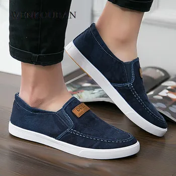 

Summer Canvas Shoes Men Denim Flats Casual Slip On Loafers BreathableMale Driving Moccasin Fashion Men Sneakers Chaussure Homme