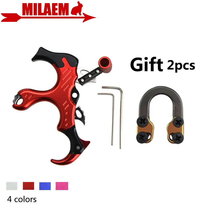 

1pc Archery Compound Bow Release With 2pcs D Loop Thumb Caliper Trigger 3 Finger Grip Adjustable Shooting Hunting Accessories