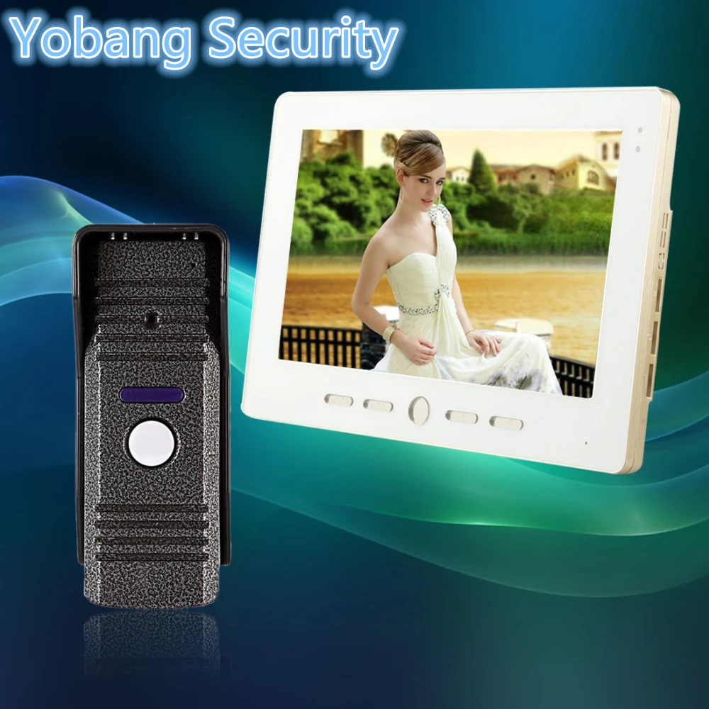 

Yobang Security freeship 10" Inch Video Door Phone Doorbell Video Intercom Kit 1-camera 1-monitor Night Vision camera door bell