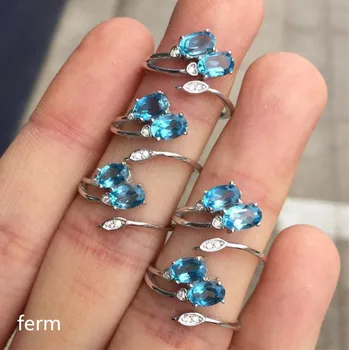 

KJJEAXCMY boutique jewelry 925 Silver-inlaid Simple Natural Topa Stone Ring