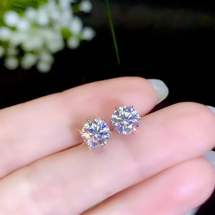 Moissanite популярный стиль рекомендации, леди уха гвозди, 925 пробы серебро, высокая твердость, алмазные заменители