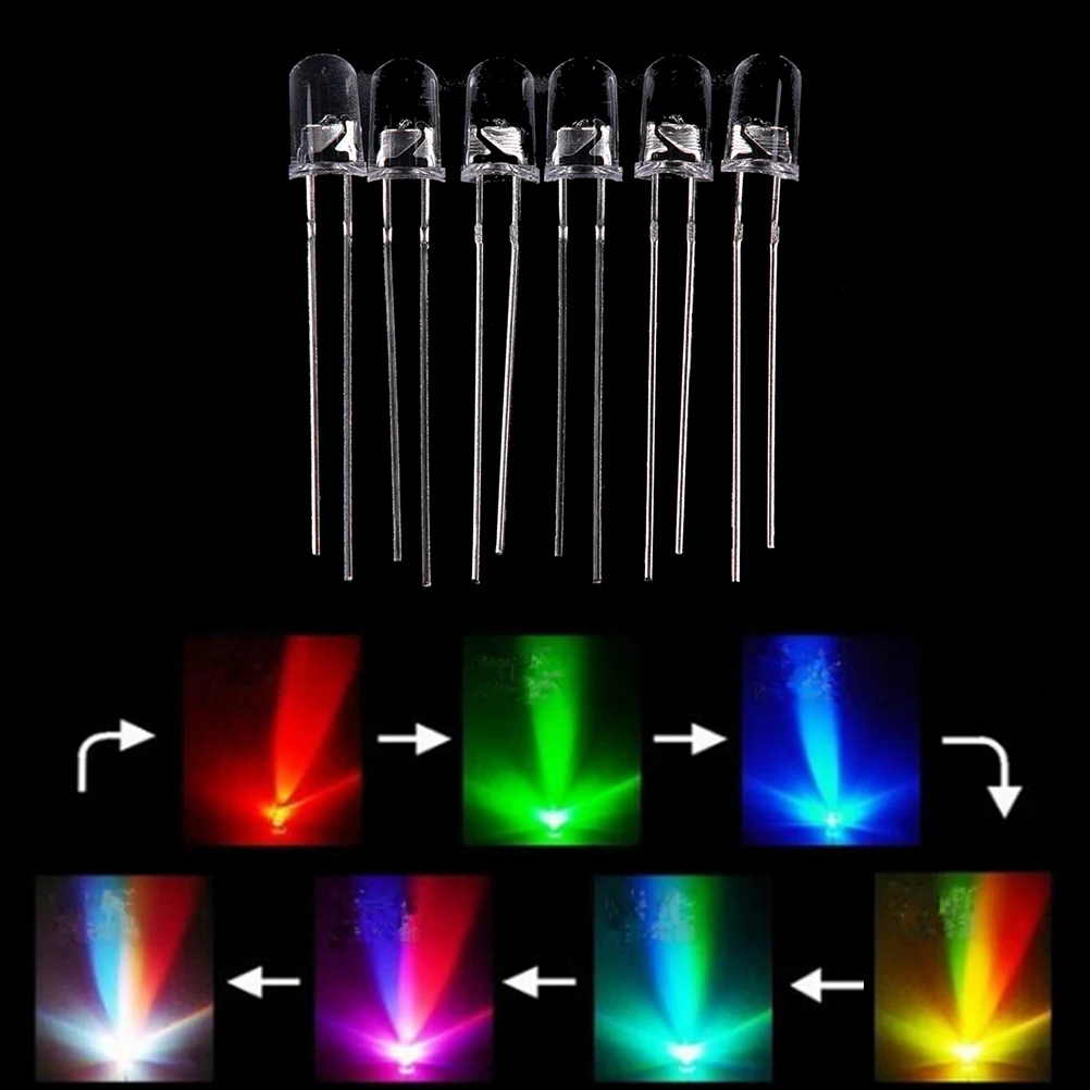 100 шт. разноцветные светодиодные лампы 5 мм RGB трехцветные круглые диоды общий