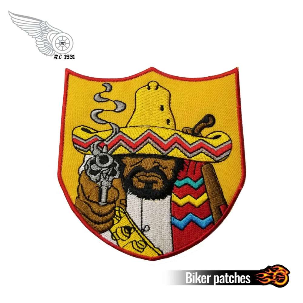 Bandidos щит MC Передняя куртка панк Байкерский патч утюгом на Жилет кожа 4 &quotПатч