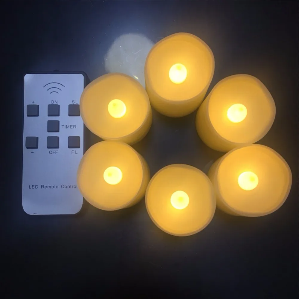 Remote And Timer, Pack of 6 Warm White Battery Candles With Remote,Tea