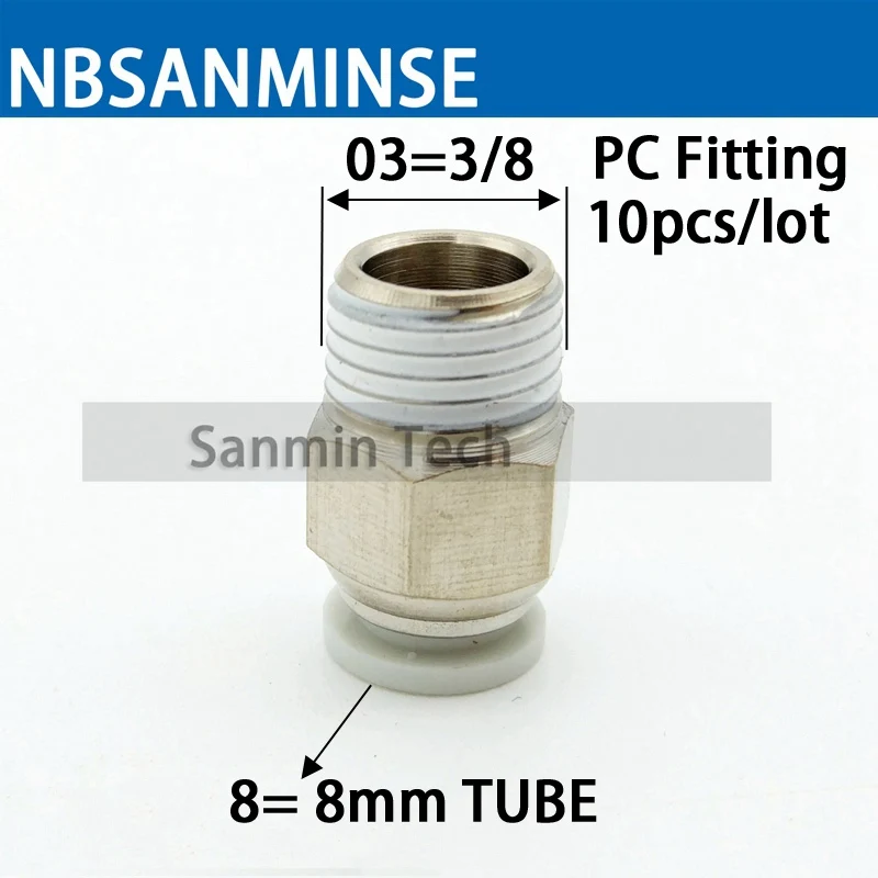 NBSANMINSE SFC200 1/4 3/8 1/2 два блока воздушный фильтр Регулятор лубрикатор масло Вода Воздух отдельные FRL блоки - Цвет: PC8 03 8mm R3-8 10pc