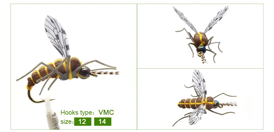 Набор мух для ловли нахлыстом, 12 шт., Реалистичная приманка для насекомых от комаров, приманка для форели, набор для ловли нахлыстом