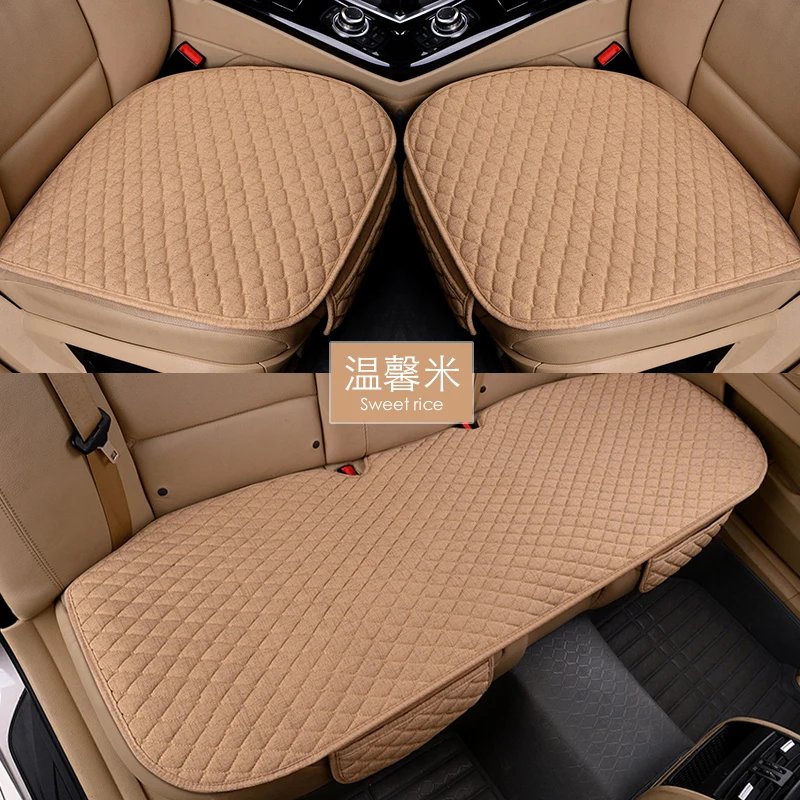 Продажа Льняная ткань, чехол для сиденья автомобиля, четыре сезона, передняя и задняя льняная подушка, дышащий защитный коврик, универсальный разме...
