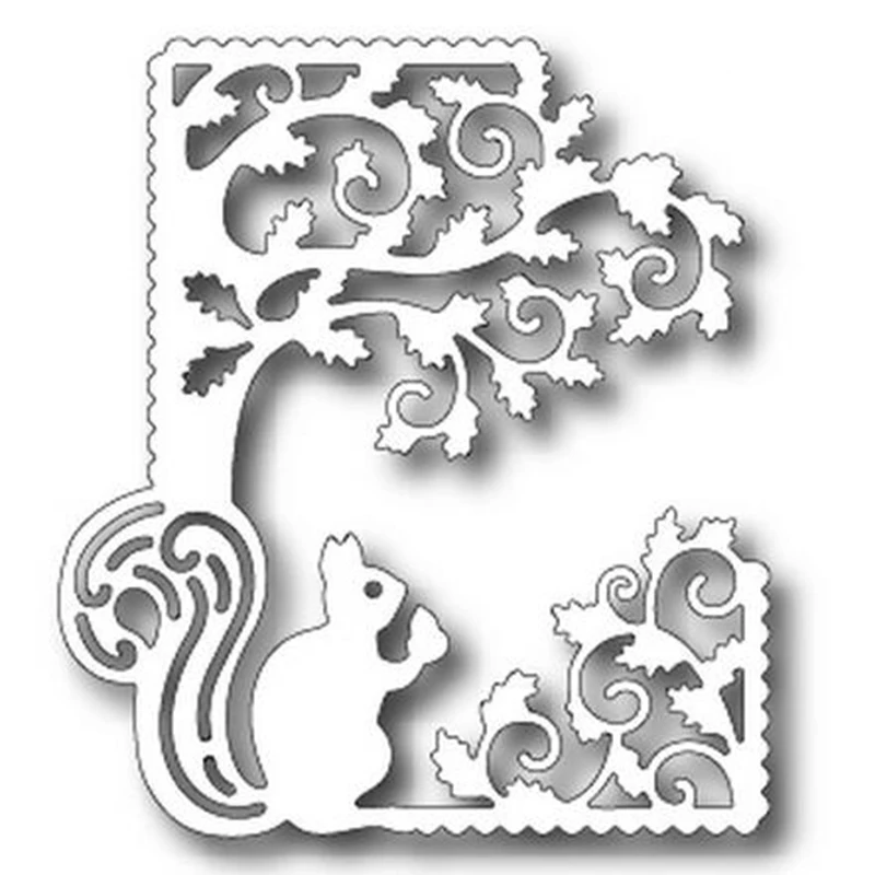 

Hemere Squirrel & Tree Border Metal Cutting Dies for Scrapbooking DIY Craft Paper Card Making Decorative Embossing Template
