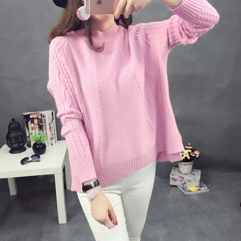 

Pull Femme 2018 Autumn Winter Women Sweaters And Pullovers Solid Knitting Mohair Sweater Female