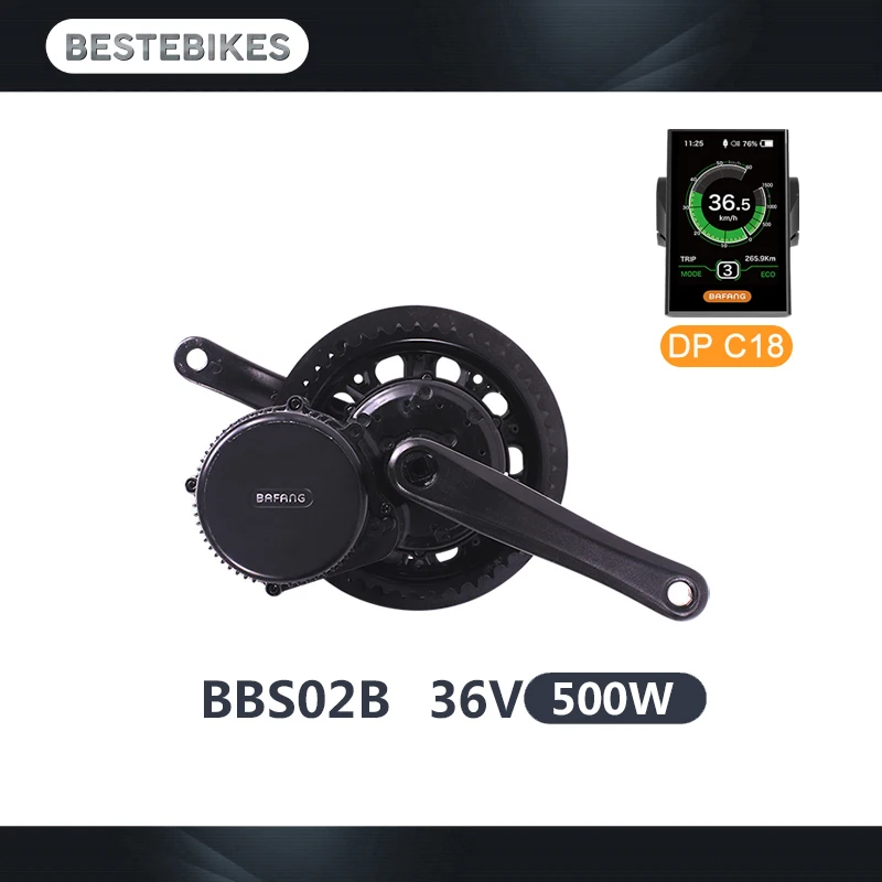 

36V500W BAFANG new design BBS02 mid motor crank kit 800S C965 dispaly 850C color display LED display for bafang mid motor kit