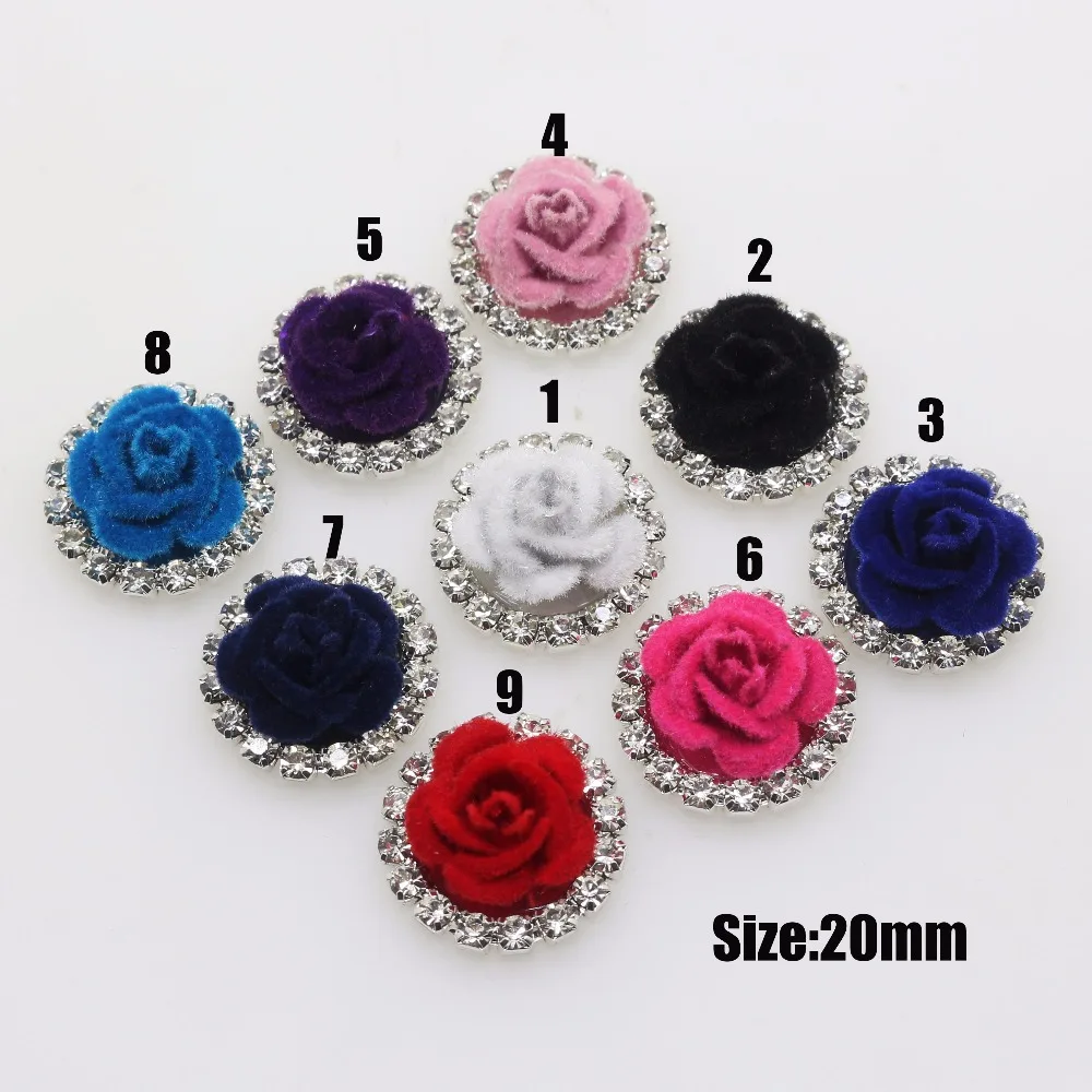

Fashion 20mm 10pcs Imitation Velvet Rose buttons romantic Wedding invitatio Flower Center decoration accessories