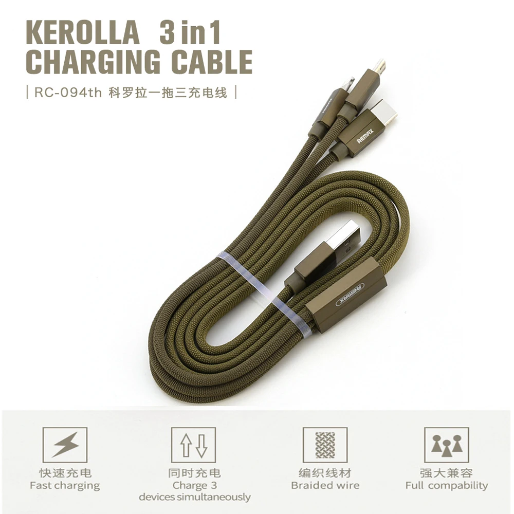 Remax Kerolla USB Micro usb type C кабель для передачи данных 2.4A быстрой зарядки iPhone