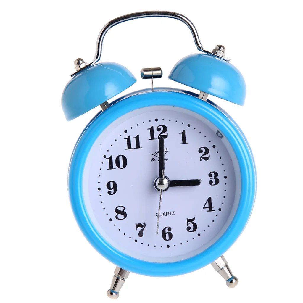  Silent Double Twin Bell Metal Alarm Clock Snooze Table Desk Bedside Clock 3