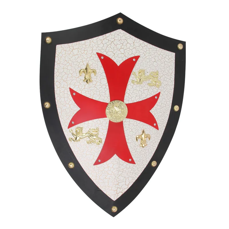 Средневековый щит рыцаря крестоносца щит броня для царства неба Железный латунный стальной металлический Художественный Ручной дисплей