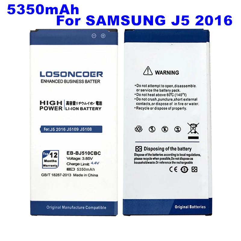 Losoncoer 5350 мА/ч, EB-BJ510CBC для samsung Galaxy J5 Edition j5109 j5108 J510 J510FN J510F J510G J510Y J510M Батарея