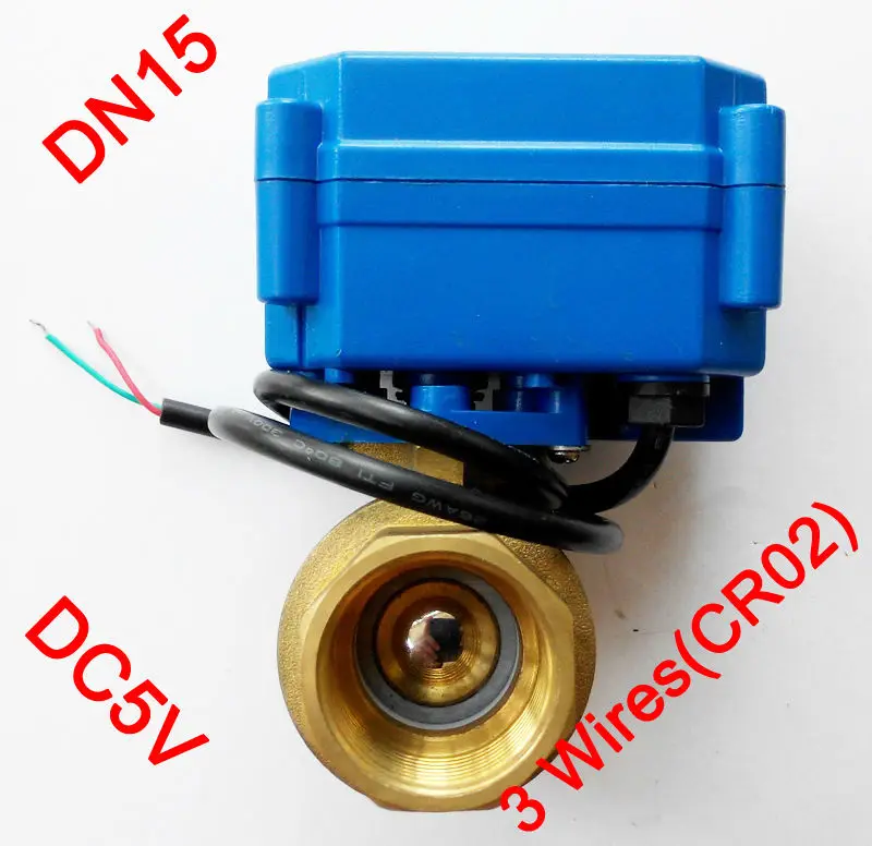 1/2" Electric valve Brass, DC5V Motorized valve with 3 wires, DN15