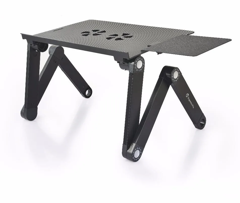 Portable Laptop Stand Desk Home&Office Foldable Laptop Stand Adjustable Laptop Table Ergonomic Bed Tray with Cooling Fan and Pad