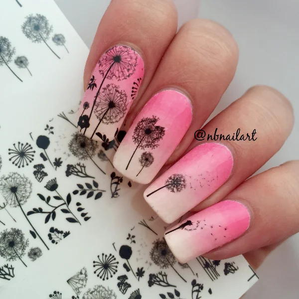 1 Pc BORN PRETTY Flying Dandelion Pretty Flower Sticker Nail Art Water Decals Nail Transfer Stickers BP-W13