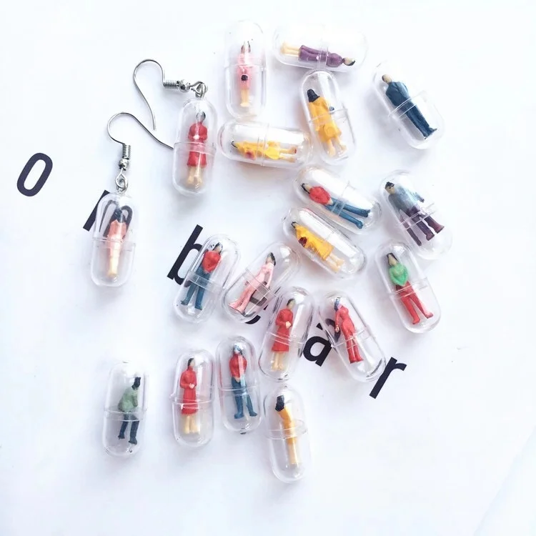 

Funny Handmade Cute Candy Color Capsules Colorful Humanoid Fun Drop Earrings Female Creative Personality Earrings for Women Girl