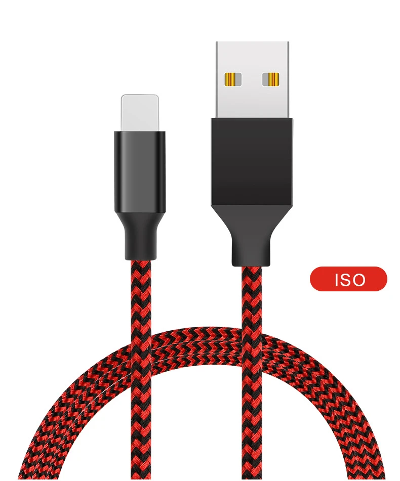 Usb type-c кабель 5 в 3,0 A Быстрая зарядка QC нейлоновый плетеный кабель микро кабель для освещения для huawei P30 XIAOMI 9 samsung S9 IphoneX - Цвет: Lighting RED