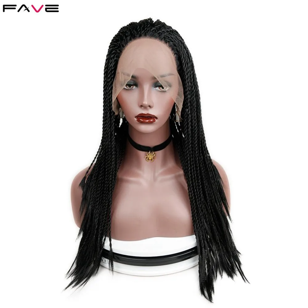 Synthetic Lace Front Twist Braids Wigs Black Grey Heat Resistant