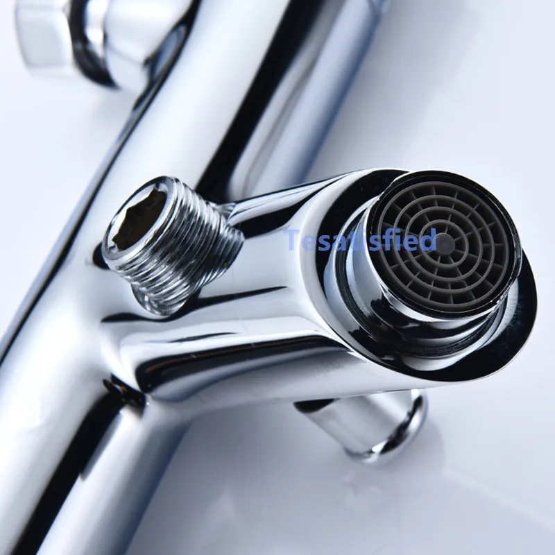 Термостатический кран-смеситель для ванной и душа смеситель для холодной и горячей воды короткий нос двойная ручка смеситель клапан, настенный водопроводный кран