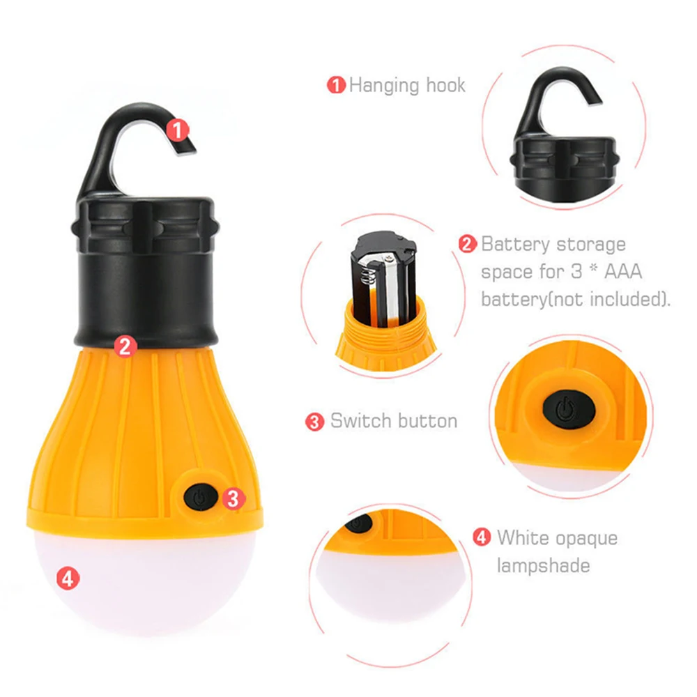 Портативный фонарь палатка светильник Светодиодный лампа аварийная лампа водонепроницаемый подвесной фонарик с крюком для кемпинга 4 цвета 3* AAA