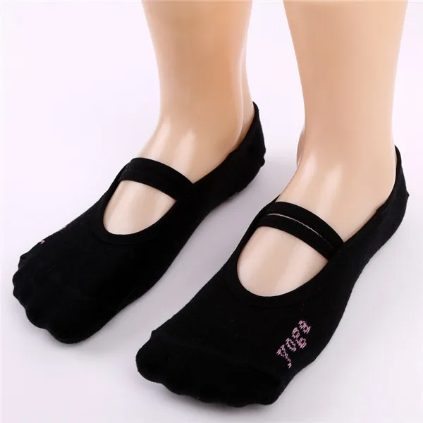 INDJXND/женские нескользящие полосатая повязка хлопковые носки женские вентиляционные Пилатес детские колготки танцевальные носки тапочки 5 цветов - Цвет: Q206 Black