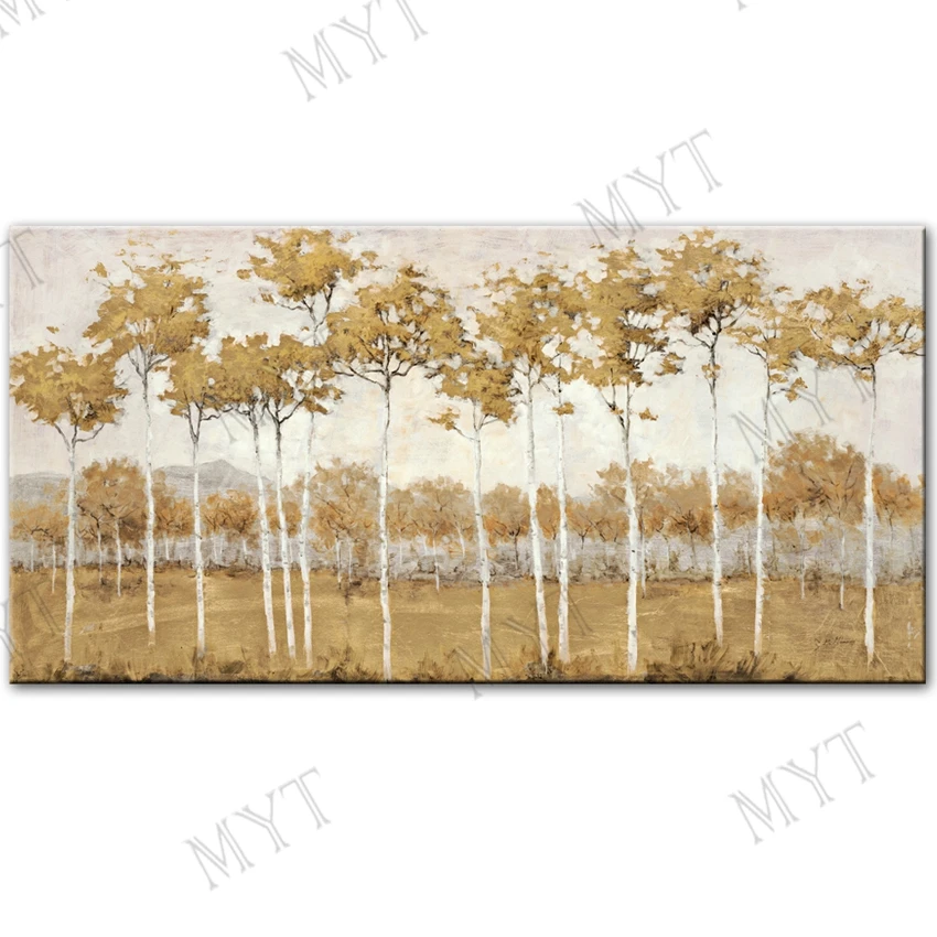 

Hand Painted Wall art Picture Abstract forest trees oil painting on canvas hang picture for Living room home decor no framed