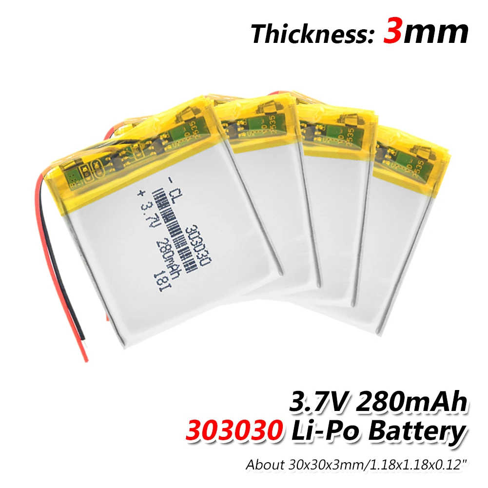 

Rechargeable 3.7V 280mAh 303030 Lithium Li-polymer Battery Replacement Batteries For MP3 MP4 Electric Toy Voice Recorder DIY