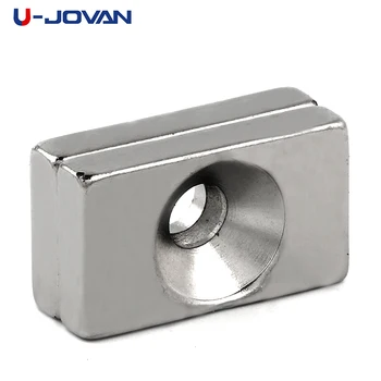 

U-JOVAN 2pcs 25 x 15 x 5 mm Hole 5mm N35 Block Countersunk Strong Magnet Rare Earth Neodymium 25mm*15mm*5mm