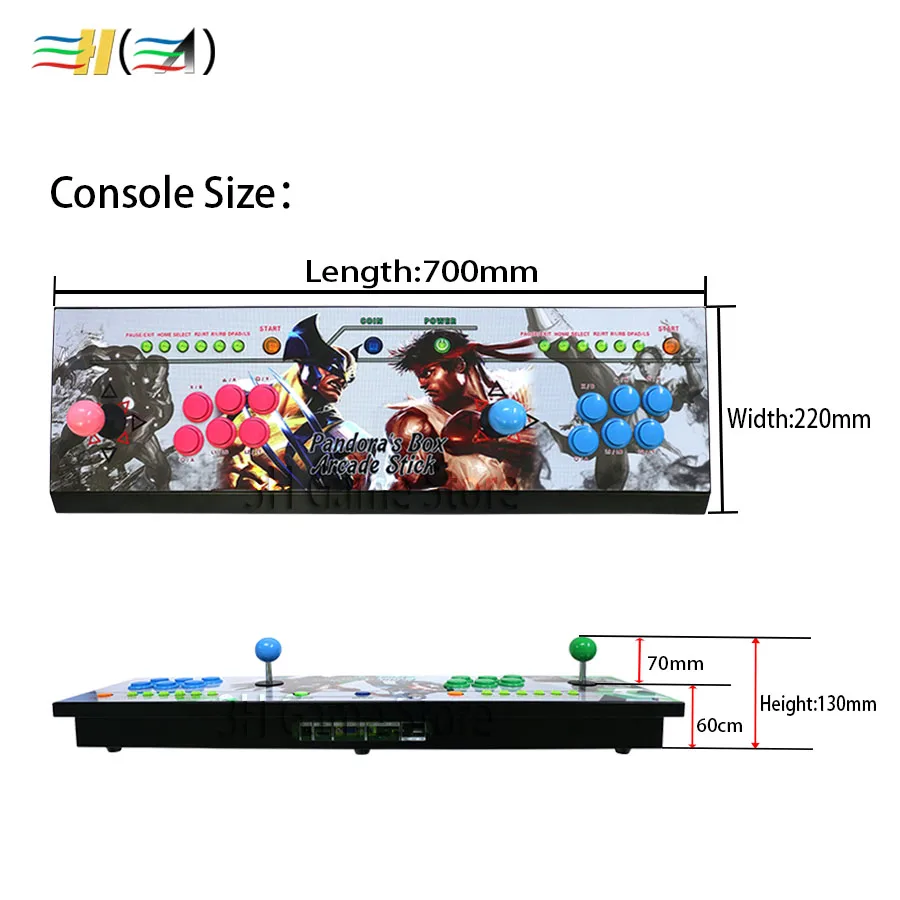 Pandora Box 9 1500 В 1 видео игры аркадная палка Консоль 2 игрока джойстик светодиодная Кнопка Pandora's box 5 плюс версия консоли