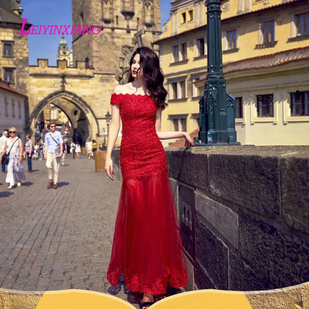 

LEIYINXIANG Bling Prom Dress Nuevo Vestido de Noche Largo Piso Longitud de La Sirena Que Rebordea Lentejuelas Sexy Mermaid Lace