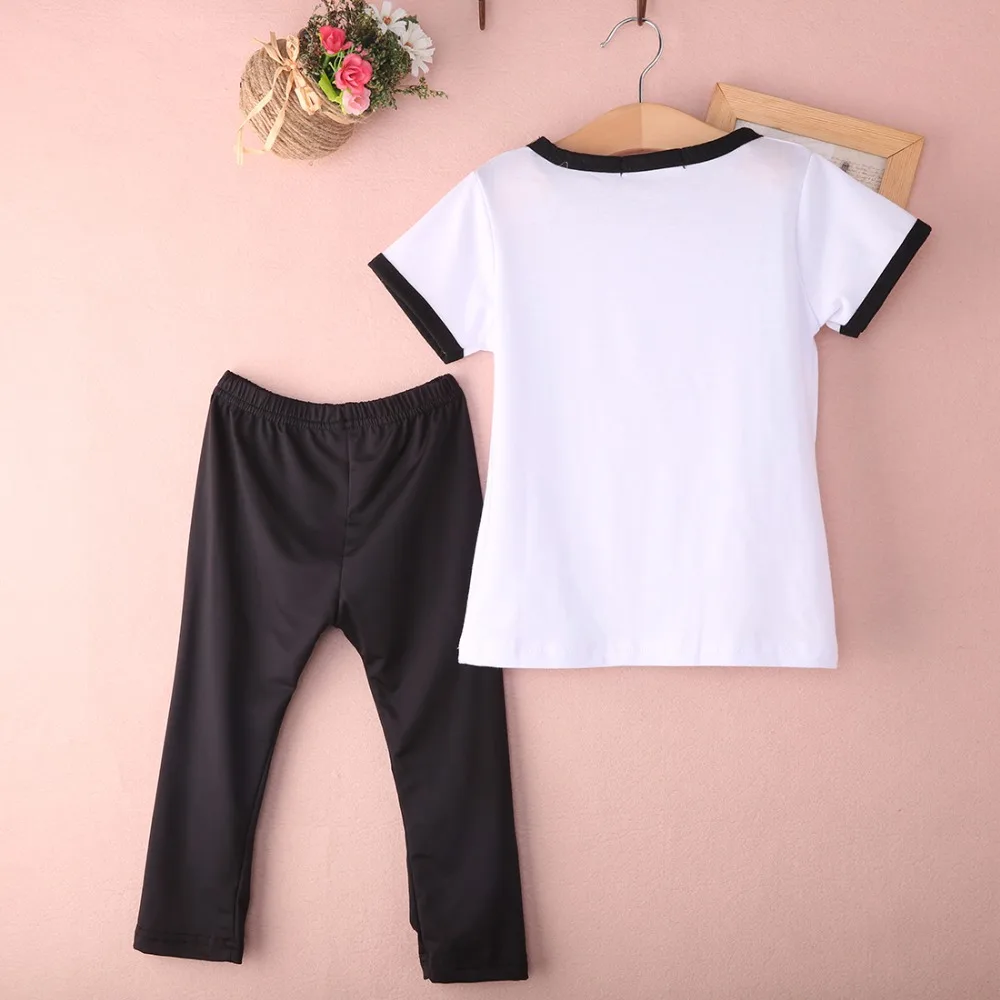 Dream Vine Summer Girls Clothing Sets Baby Kids Clothes Suit Children Short Sleeve Letter T-Shirt +Pants Roupas Infantil Meninas (4)