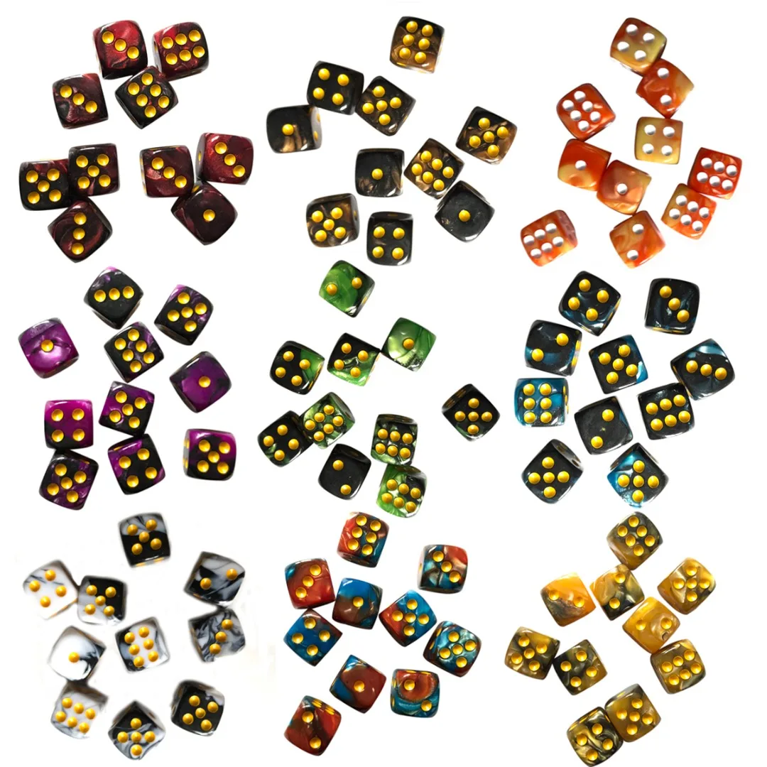 

10pcs/lot 12mm Acrylic Spot Standard Six Sided Dice Table Games Party Poker Party Gambling Board Gaming Drinking Dices 9 Colors
