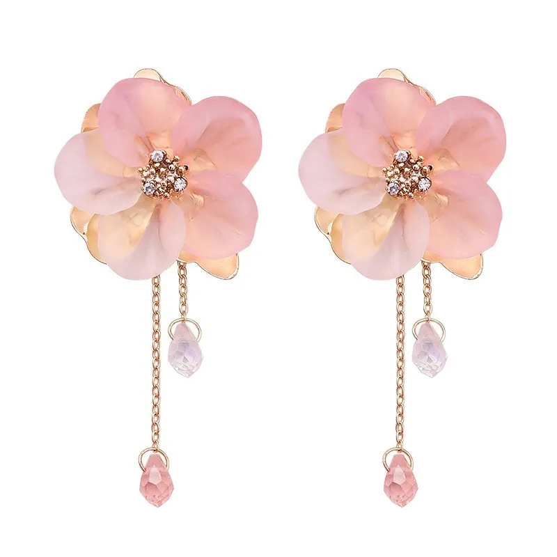 Розовые серьги корейский цветок Милая серьга геометрической формы имитация жемчуга pendientes mujer для женщин кисточкой украшения для ушей, серьги - Окраска металла: 9