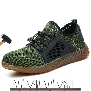 

Summer Men's Outdoor Breathable Mesh Light & Comfortable Steel Toe Protective Work Shoes Boots Men Puncture Proof Safety Shoes