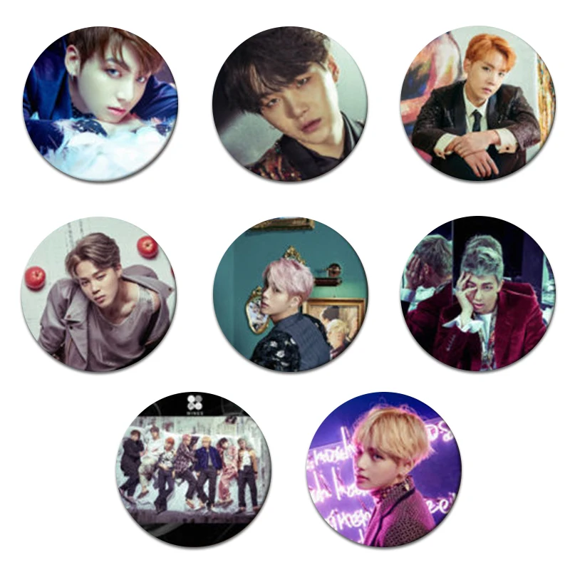 

KPOP BTS Buttons Wings Badge BANGTAN BOYS JungKook JIMIN JIN SUGA Rap Monster Button Pin Model Toy Collection BTS Toys Buttons