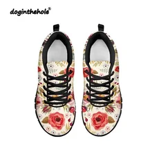 Doginthehole/Женская прогулочная обувь из сетчатого материала с цветочным принтом; кроссовки; уличная спортивная обувь; Женская Удобная теннисная обувь на шнуровке