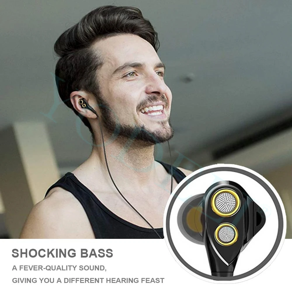 Bluetooth Earphone Stereo Wireless Headphones Double Unit Driver Speaker Support TFSD Card Earbuds Headset with Mic for Phone (9)