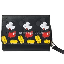 Новая Мода Микки девочки дети черный PU Складные Короткие Кошельки для детей Подарки