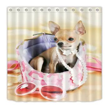 

Waterproof Fabric Funny Chihuahua Puppy Bathroom Decor Shower Curtain Bath