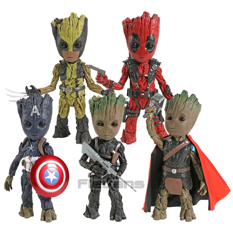 

Marvel Tree Man Cosplay Deadpool Captain America Bucky Thor Wolverine PVC Action Figure Collectible Model Toy