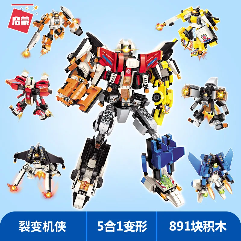 

Newest Enlighten 6 in 1 Mecha Educational Building Blocks Toys Robot Transformer Hero Destroyer Cars Compatible Legoings Bricks