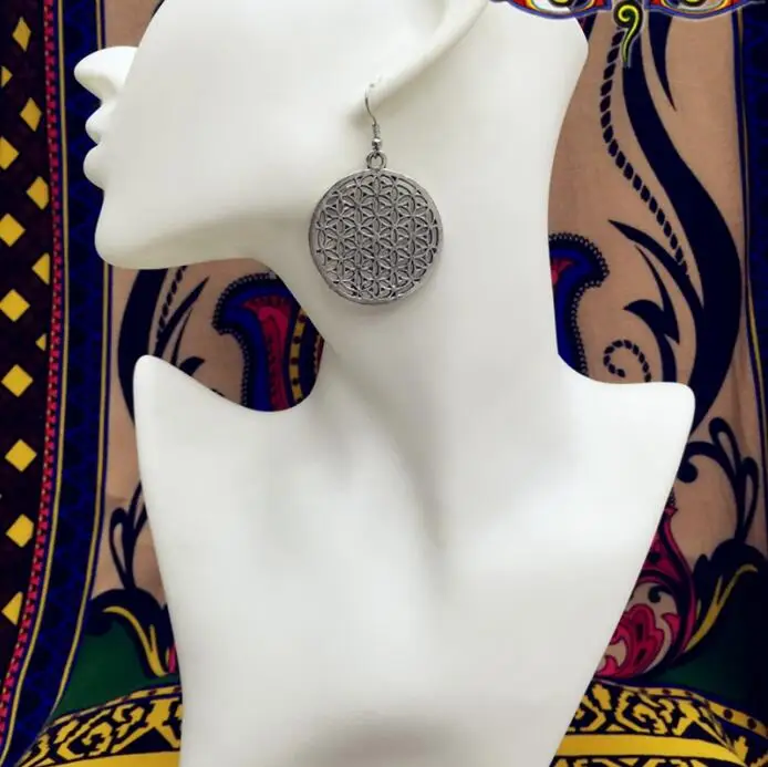 Цветок жизни древние серебряные женские серьги Таиланд индийский Афган ювелирные изделия для женщин Бохо Цыганский Хиппи обмотки элегантный подарок - Окраска металла: 3