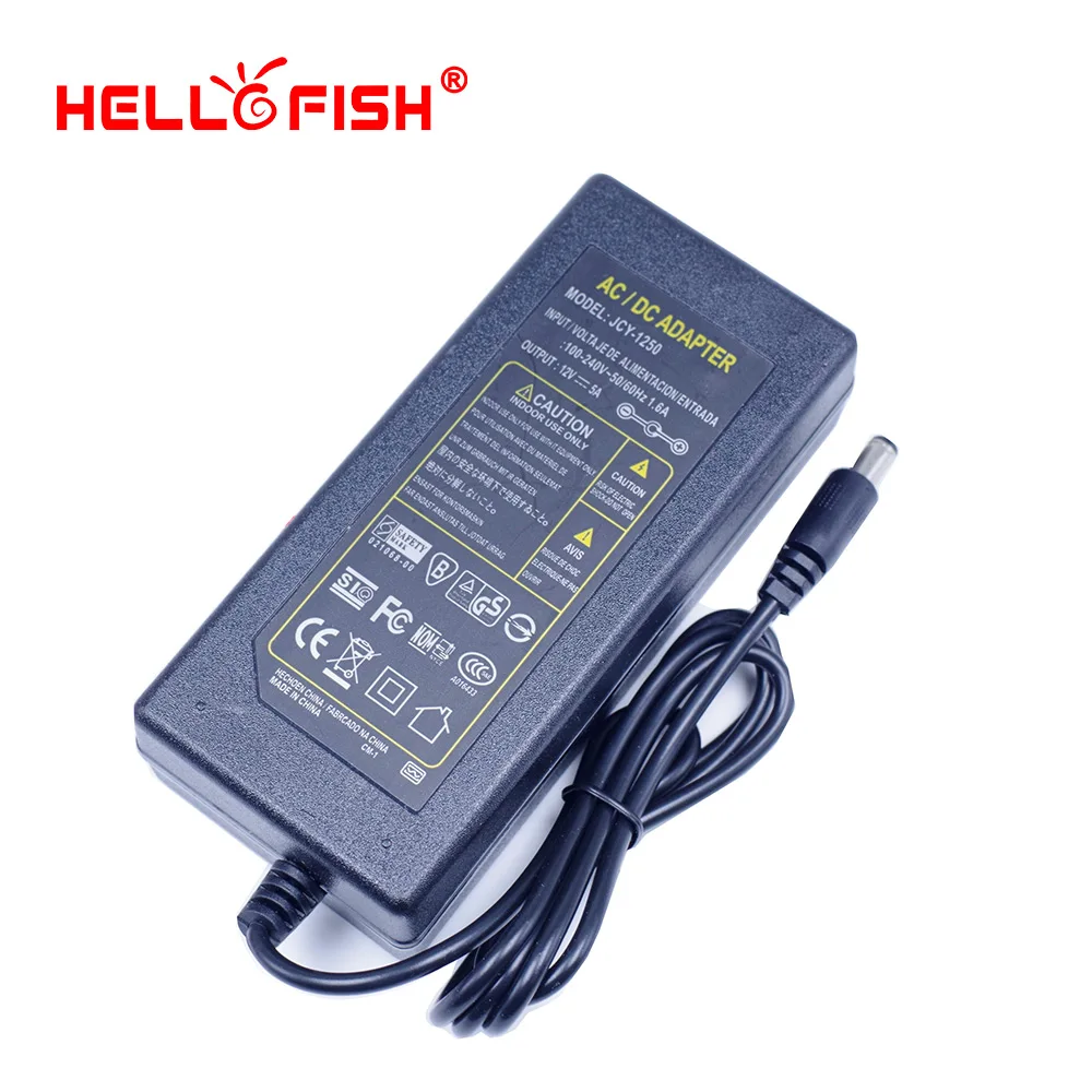 

Hello Fish 12V 5A 60W Power Adapter for 5050 LED Strips LED Modules Power Supply Lighting Transformer Free Shipping